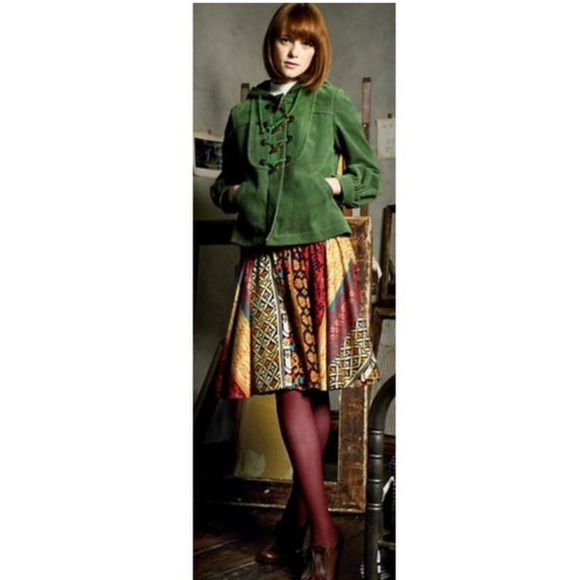 Anthropologie 100% Silk Circle Skirt Knee Length Colorful Mixed Print Size 6 - Picture 1 of 6